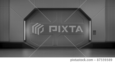 Metal sliding doors in spaceship 87339389