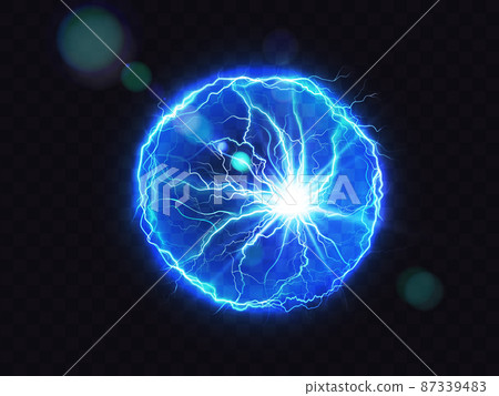 Electric ball lightning circle strike impact place 87339483