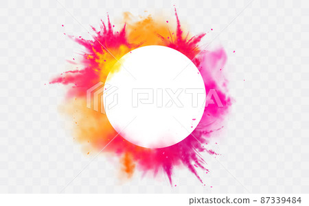 Color splash Holi powder paints round dye border Color splash Holi powder paints round dye border 87339484