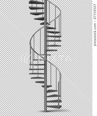 Metal spiral, helical staircase realistic vector 87339507