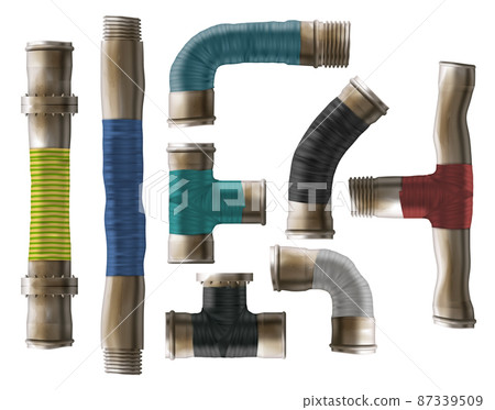 Water pipes rolled repair type realistic vector Water pipes rolled repair type realistic vector 87339509
