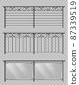 Metal and glass handrails realistic vector set 87339519