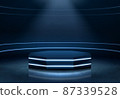 Illuminated fashion show podium realistic vector 87339528