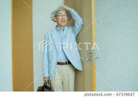 Senior man going out Senior man going out 87339687