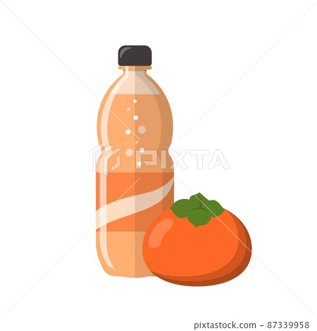 柿子口味水果汽水或果汁或碳酸飲料孤立在白色背景 柿子口味水果汽水或果汁或碳酸飲料孤立在白色背景 87339958