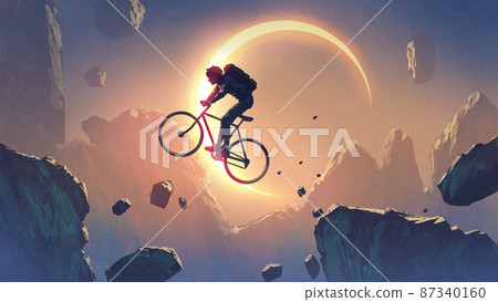crossing a cliff against the sky 87340160