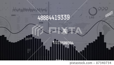 Image of financial data processing over white background Image of financial data processing over white background 87340734