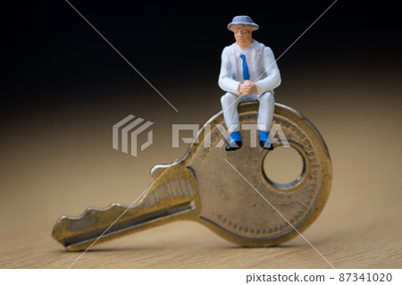 Businessman sitting on the key Businessman sitting on the key 87341020