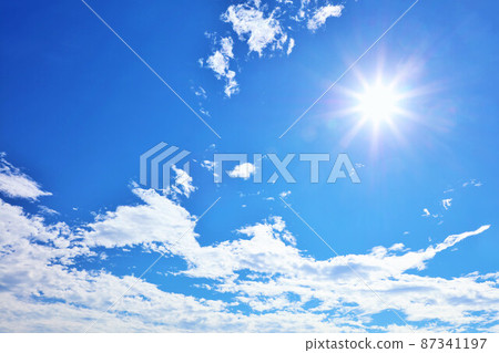 Blue sky, white clouds and sunshine 87341197