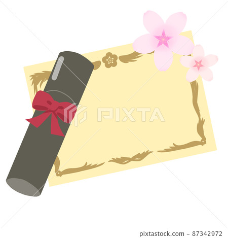 Diploma and cherry blossom illustration Diploma and cherry blossom illustration 87342972