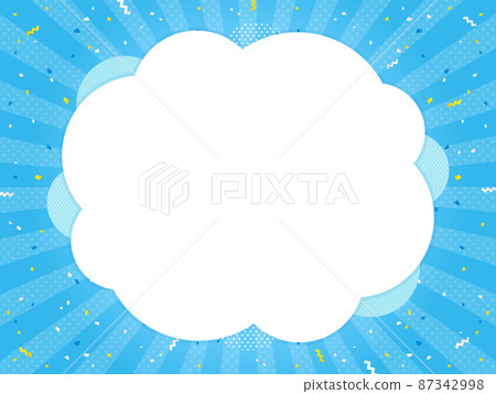 五彩紙屑x集中線x點的淺藍色框架材料（水平） 87342998