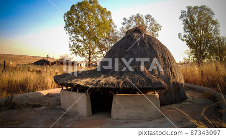 Traditional Ndebele hut at Botshabelo near Mpumalanga, South Africa Traditional Ndebele hut at Botshabelo near Mpumalanga, South Africa 87343097