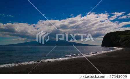 Landscape of Praia do Almoxarife beach , Faial island, Azores, portugal 87343099