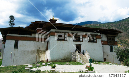 panorama view to Semtokha Dzong, Thimphu, Bhutan panorama view to Semtokha Dzong, Thimphu, Bhutan 87343117
