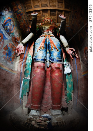 Large standing Buddha in Alchi Monastery or Alchi Gompa at Ladakh , India .  87343346