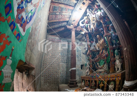 Large standing Buddha in Alchi Monastery or Alchi Gompa at Ladakh , India .  87343348