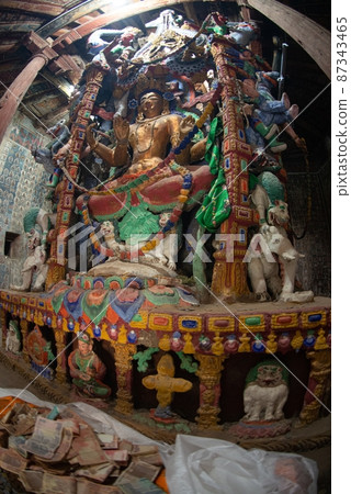 Large standing Buddha in Alchi Monastery or Alchi Gompa at Ladakh , India .  87343465