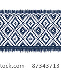Navy Indigo Blue Diamond on White background. Geometric ethnic oriental pattern traditional Design for ,carpet,wallpaper,clothing,wrapping,Batik,fabric, vector illustration embroidery style 87343713