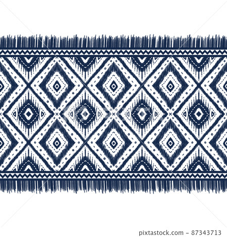 Navy Indigo Blue Diamond on White background. Geometric ethnic oriental pattern traditional Design for ,carpet,wallpaper,clothing,wrapping,Batik,fabric, vector illustration embroidery style Navy Indigo Blue Diamond on White background. Geometric ethnic oriental pattern traditional Design for ,carpet,wallpaper,clothing,wrapping,Batik,fabric, vector illustration embroidery style 87343713