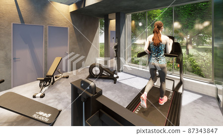 Women exercising in a private gym 87343847