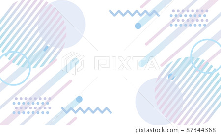 Geometric pop background, white background, blue, horizontally long (size ratio 16: 9) 87344368