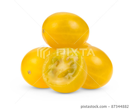 Yellow cherry Tomatoes isolated on white Yellow cherry Tomatoes isolated on white 87344882