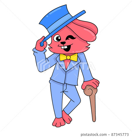 bunny wearing a cool and rich tuxedo, doodle icon image kawaii bunny wearing a cool and rich tuxedo, doodle icon image kawaii 87345773