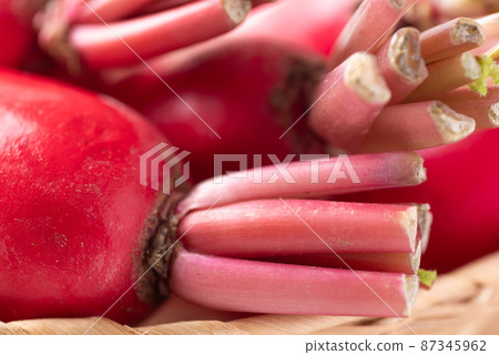 Close up of red daikon radish texture, Fresh vegetables Close up of red daikon radish texture, Fresh vegetables 87345962