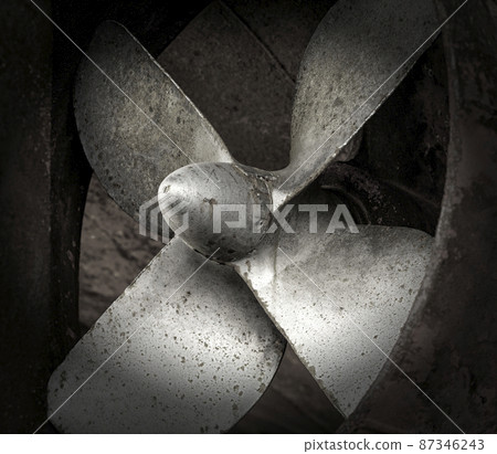 Ship propellers of a marine ship, which stands in a dry dock for repair 87346243