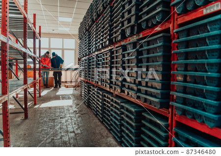 A special team of geologists who study rocks in industry using modern machines.Selective focus  87346480