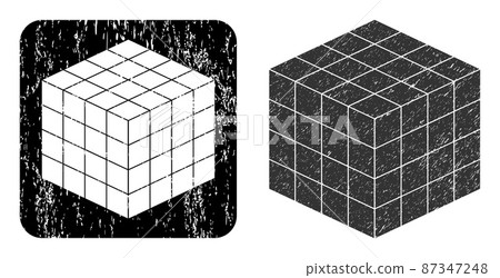 Scratched Isometric Cube Carved Seal Scratched Isometric Cube Carved Seal 87347248