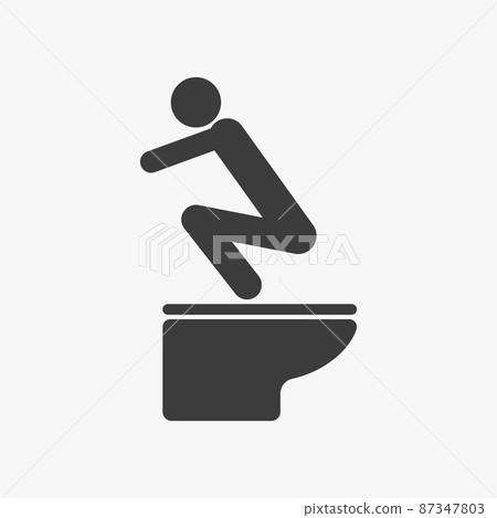 Sitting or standing on the toilet vector icon Sitting or standing on the toilet vector icon 87347803