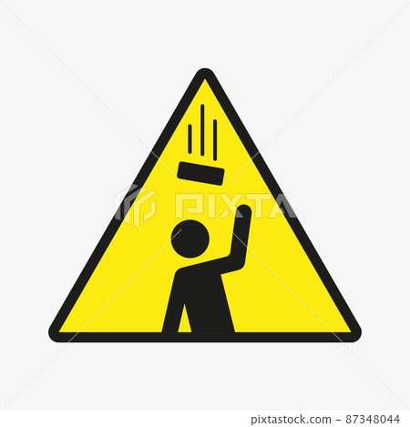 Warning triangle sign. Falling objects vector icon 87348044