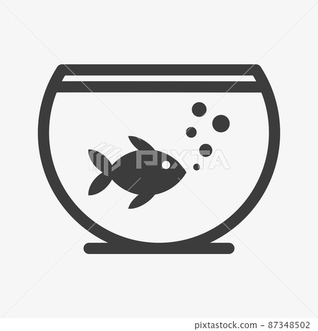 Fish in the aquarium with bubbles icon vector Fish in the aquarium with bubbles icon vector 87348502
