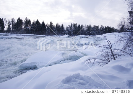 waterfall Storforsen in the winter, Sweden waterfall Storforsen in the winter, Sweden 87348856