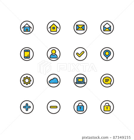 Simple and cute outline business icon set 87349155