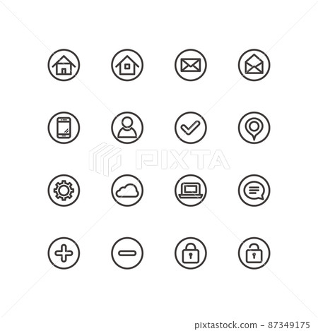 Simple outline business icon set Simple outline business icon set 87349175