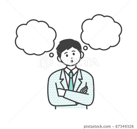 Image illustration material of a male employee making a plan Image illustration material of a male employee making a plan 87349326