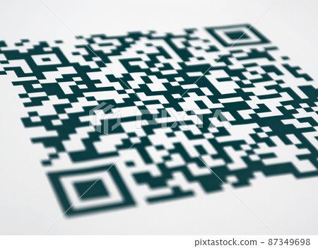 A QR code close up colored on the white background A QR code close up colored on the white background 87349698