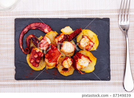 Dish of Spanish cuisine is the octopus in Galician Dish of Spanish cuisine is the octopus in Galician 87349839