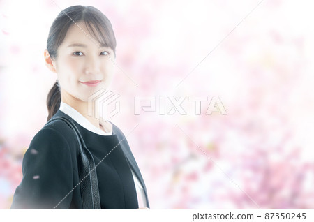Also for the main visual! Portrait of a young Asian (Japanese) woman who is easy to use for the image of spring job hunting Sakura 87350245