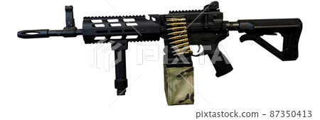 Modern automatic multiple-charge weapon on white background Modern automatic multiple-charge weapon on white background 87350413