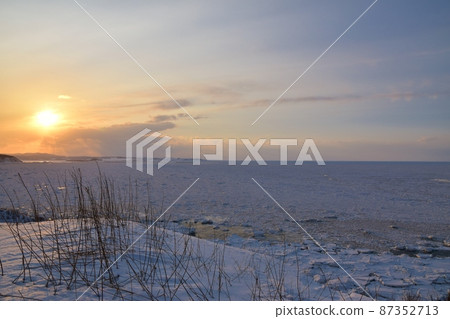 Sunset and drift ice at Notoro Misaki Hokkaido Sunset and drift ice at Notoro Misaki Hokkaido 87352713
