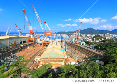 [廣島縣] 從山上俯瞰歷史區域的戰艦大和號建造碼頭 87353032