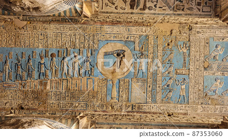 Dendera temple or Temple of Hathor. Egypt. Dendera, Denderah, is a small town in Egypt. Dendera Temple complex, one of the best-preserved temple sites from ancient Upper Egypt. 87353060