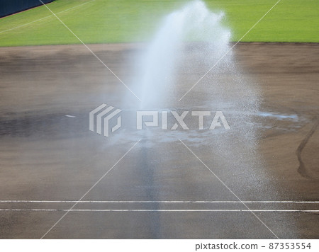 Baseball field sprinkler before the start of the game 87353554