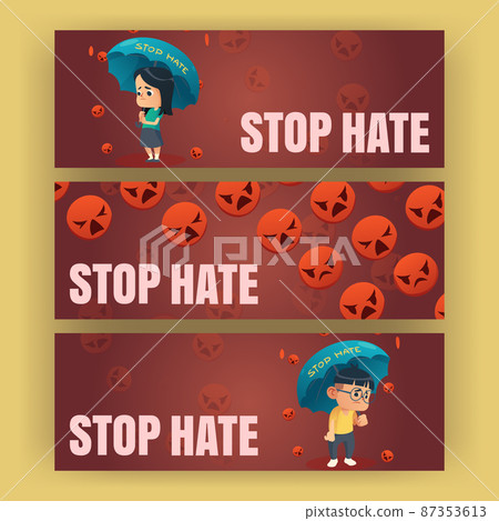 Stop hate cartoon banners, support Asian community Stop hate cartoon banners, support Asian community 87353613