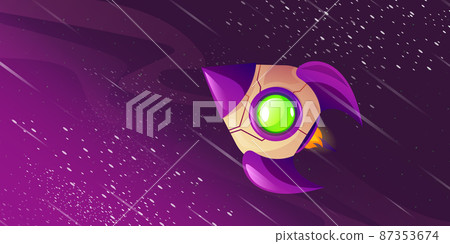 Spaceship flying outer space with in stars in sky Spaceship flying outer space with in stars in sky 87353674