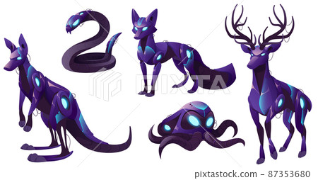 Animal robots, cyborgs kangaroo, snake, fox, deer Animal robots, cyborgs kangaroo, snake, fox, deer 87353680