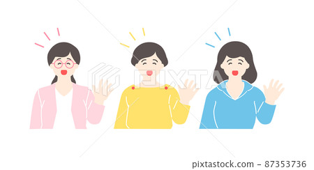 微笑著揮手的女商人圖標集 微笑著揮手的女商人圖標集 87353736